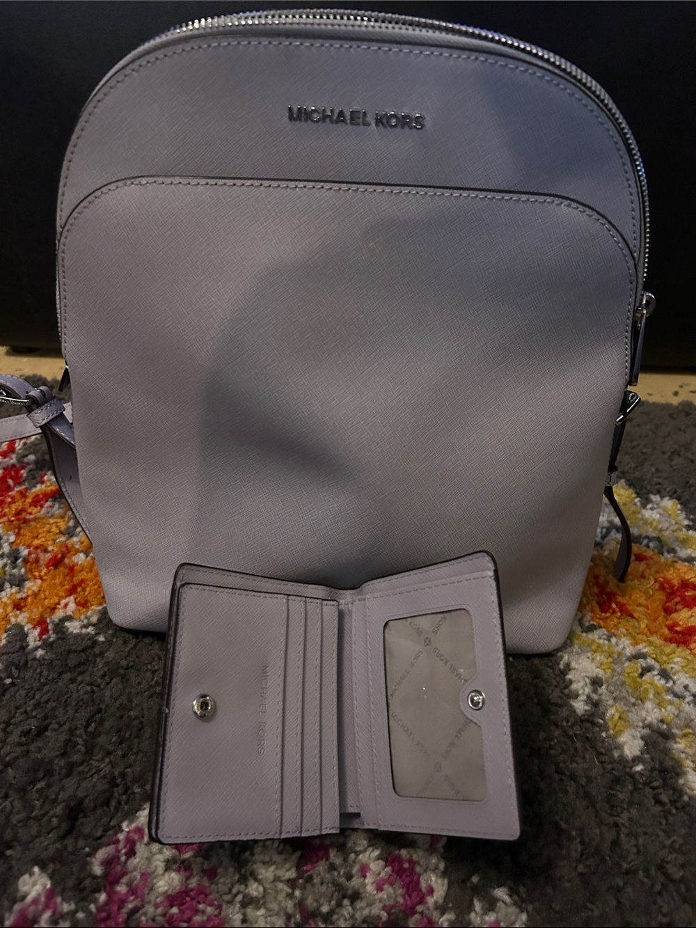 Michael Kors Lavender Saffiano Leather Backpack with Matching Wallet - Picture 2 of 8